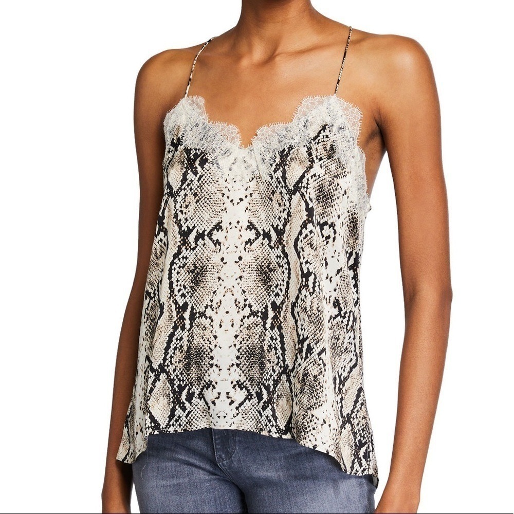 Cami NYC The Racer Charmeuse Snake Tank Top Silk XS